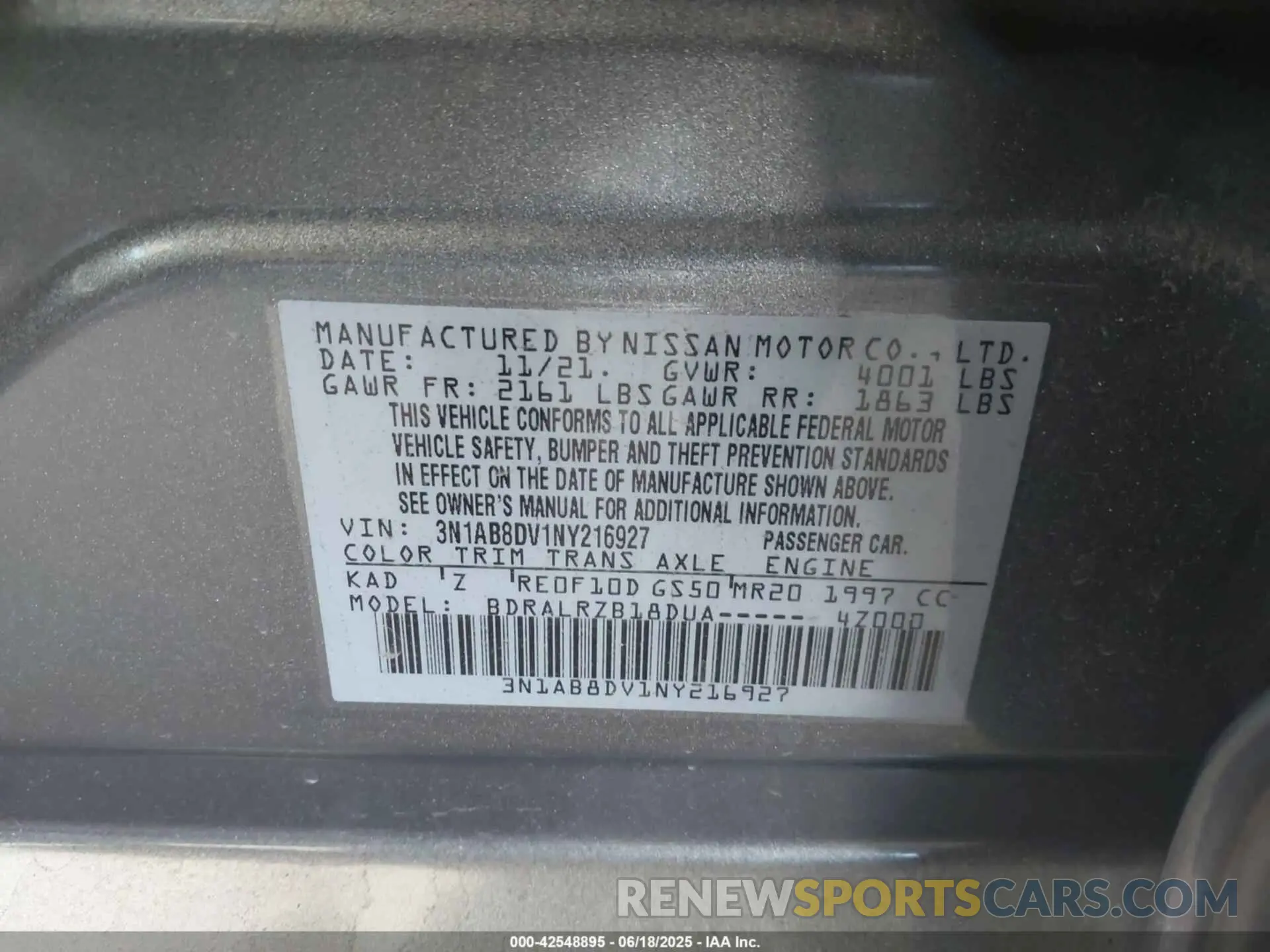 9 Photograph of a damaged car 3N1AB8DV1NY216927 NISSAN SENTRA 2022
