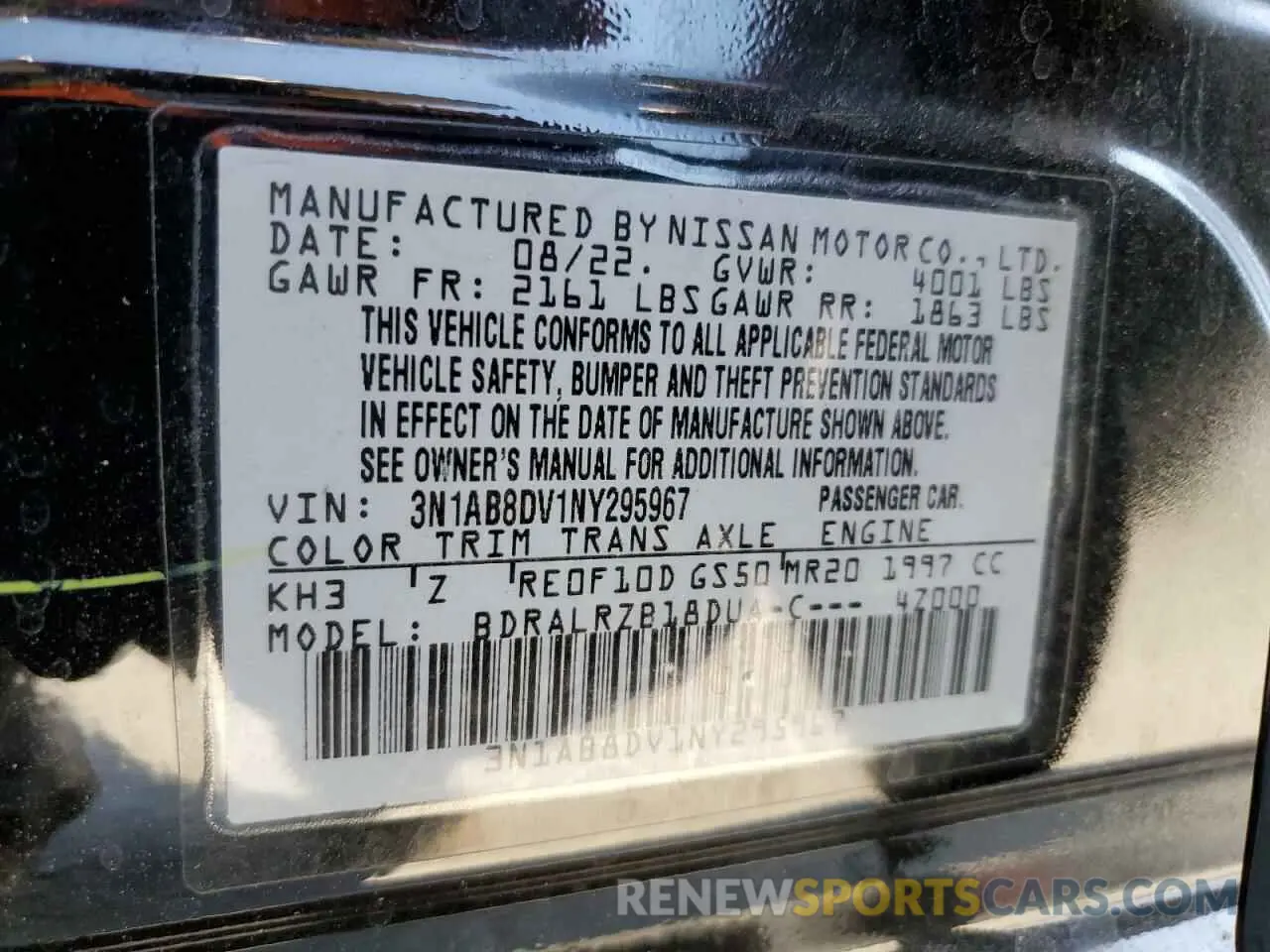 12 Фотография поврежденного автомобиля 3N1AB8DV1NY295967 NISSAN SENTRA 2022