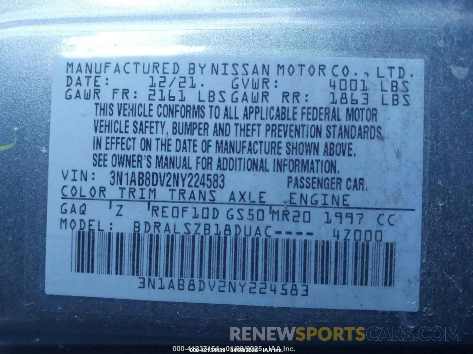 9 Photograph of a damaged car 3N1AB8DV2NY224583 NISSAN SENTRA 2022