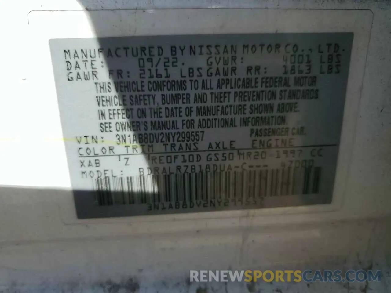 14 Фотография поврежденного автомобиля 3N1AB8DV2NY299557 NISSAN SENTRA 2022