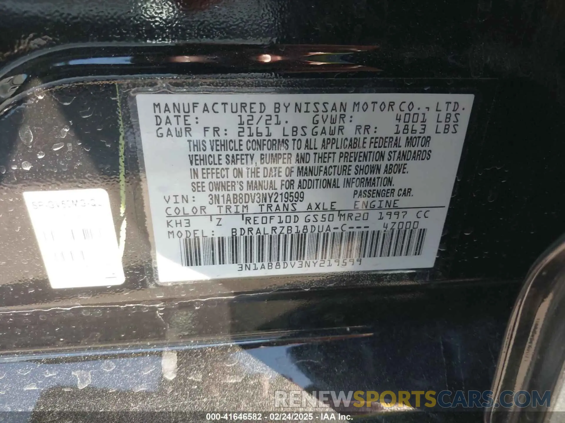 9 Фотография поврежденного автомобиля 3N1AB8DV3NY219599 NISSAN SENTRA 2022