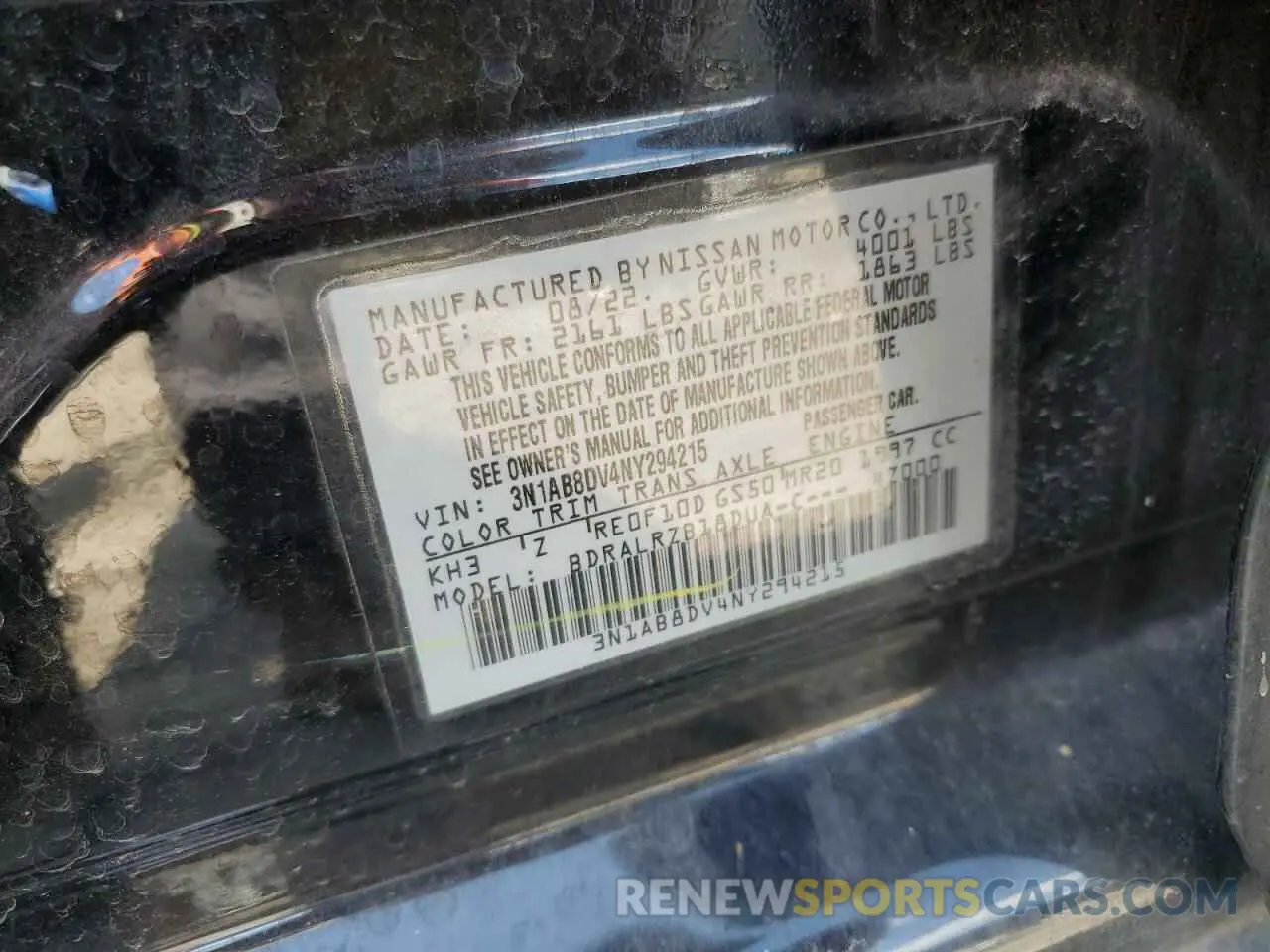 13 Photograph of a damaged car 3N1AB8DV4NY294215 NISSAN SENTRA 2022