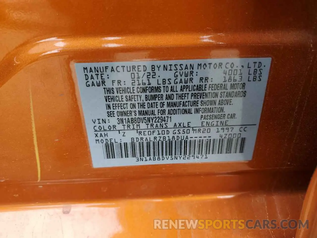 12 Фотография поврежденного автомобиля 3N1AB8DV5NY229471 NISSAN SENTRA 2022