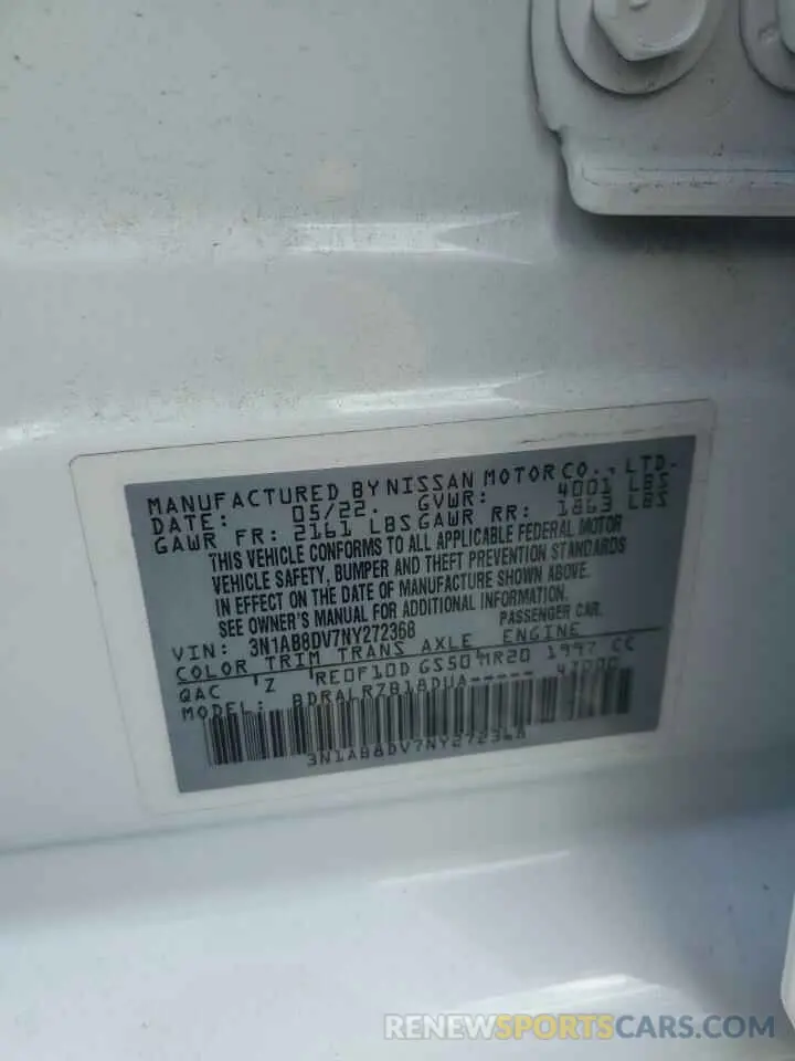 12 Photograph of a damaged car 3N1AB8DV7NY272368 NISSAN SENTRA 2022