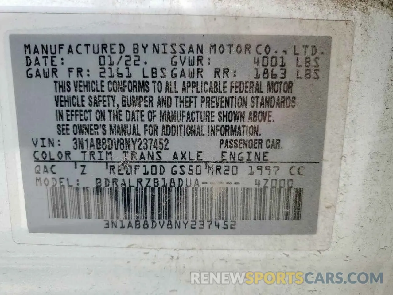 14 Photograph of a damaged car 3N1AB8DV8NY237452 NISSAN SENTRA 2022
