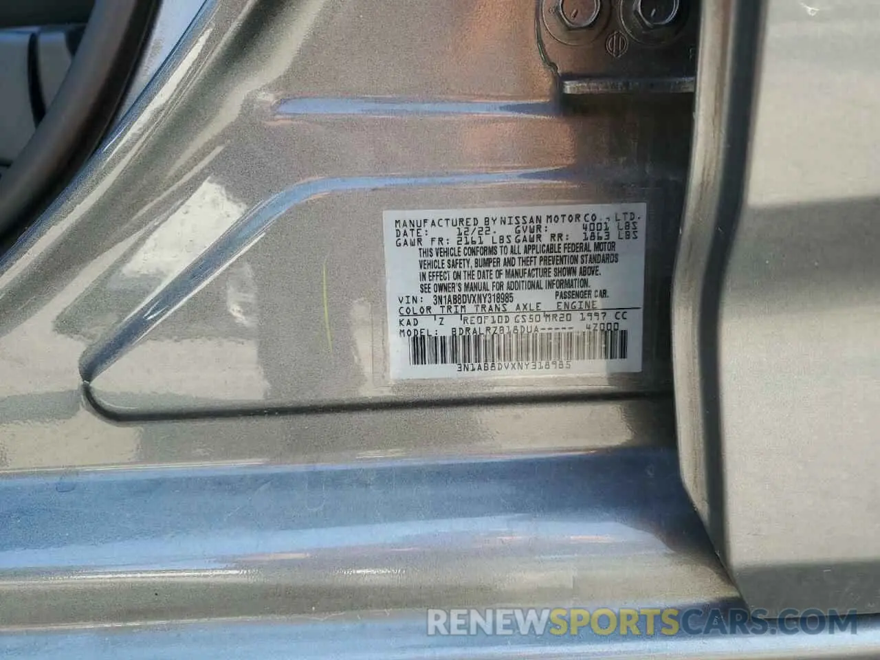 13 Photograph of a damaged car 3N1AB8DVXNY318985 NISSAN SENTRA 2022