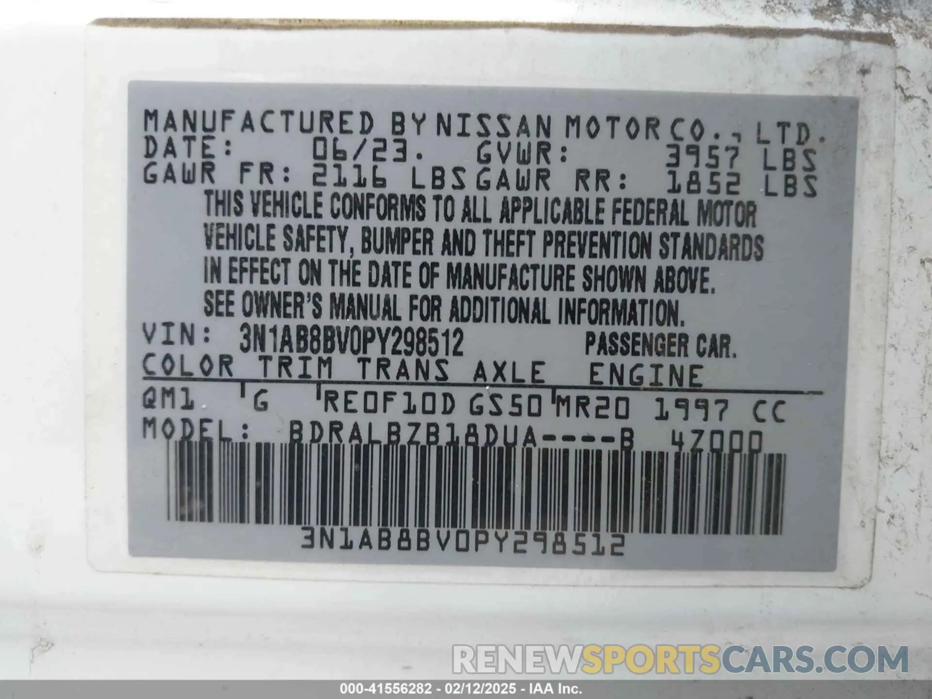 9 Фотография поврежденного автомобиля 3N1AB8BV0PY298512 NISSAN SENTRA 2023