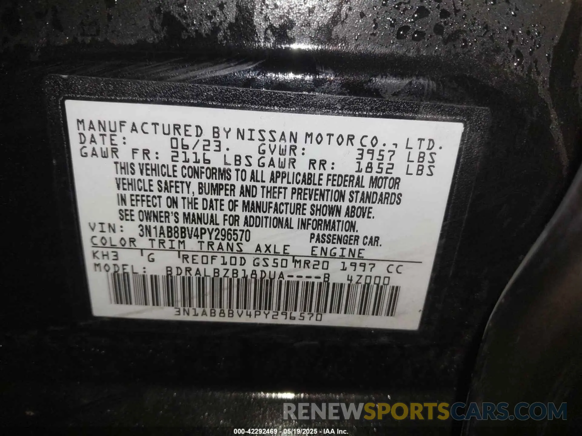 9 Фотография поврежденного автомобиля 3N1AB8BV4PY296570 NISSAN SENTRA 2023