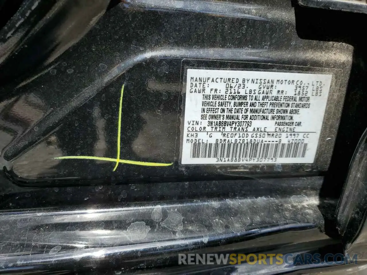 13 Фотография поврежденного автомобиля 3N1AB8BV4PY307793 NISSAN SENTRA 2023