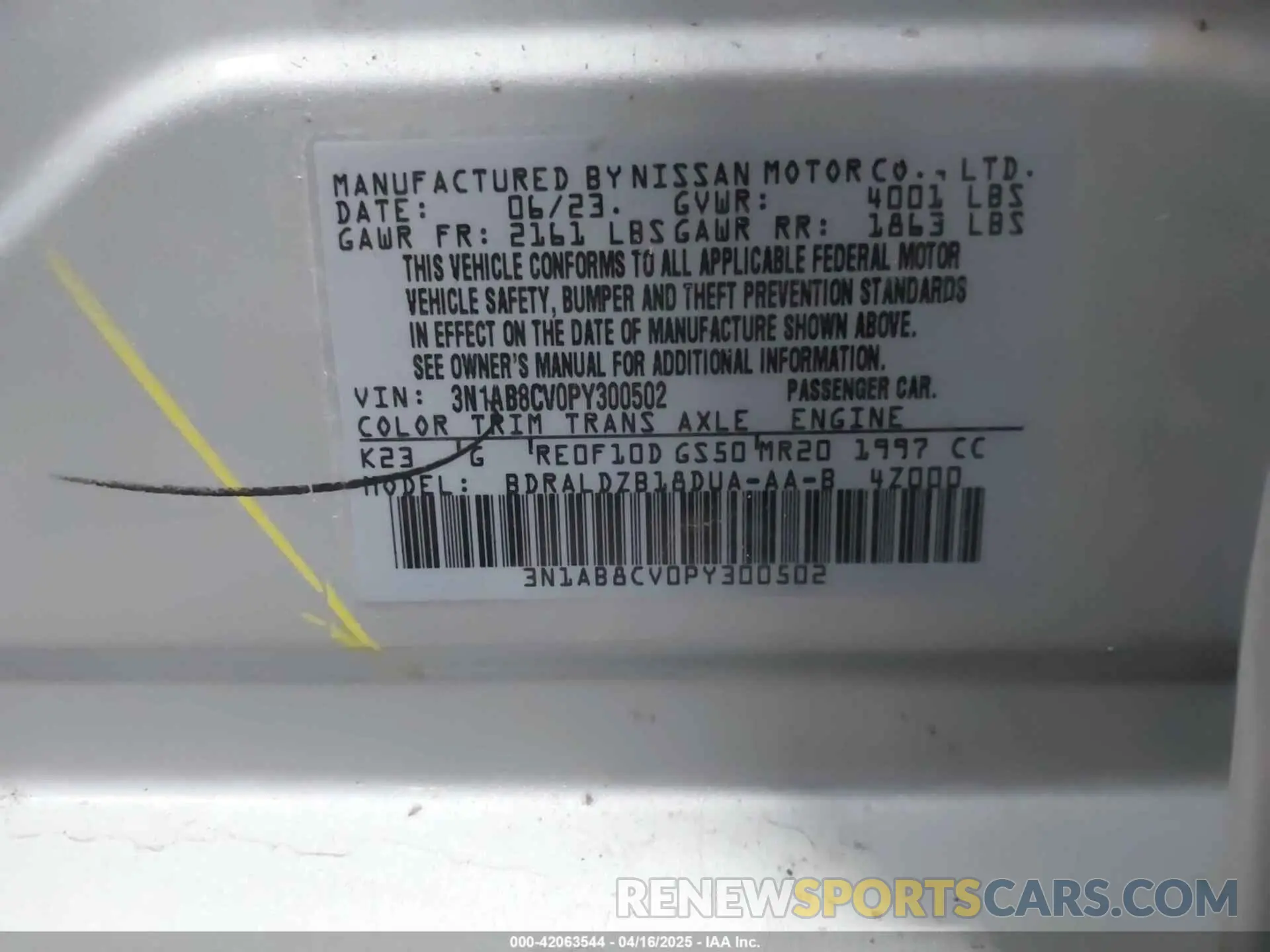 9 Photograph of a damaged car 3N1AB8CV0PY300502 NISSAN SENTRA 2023