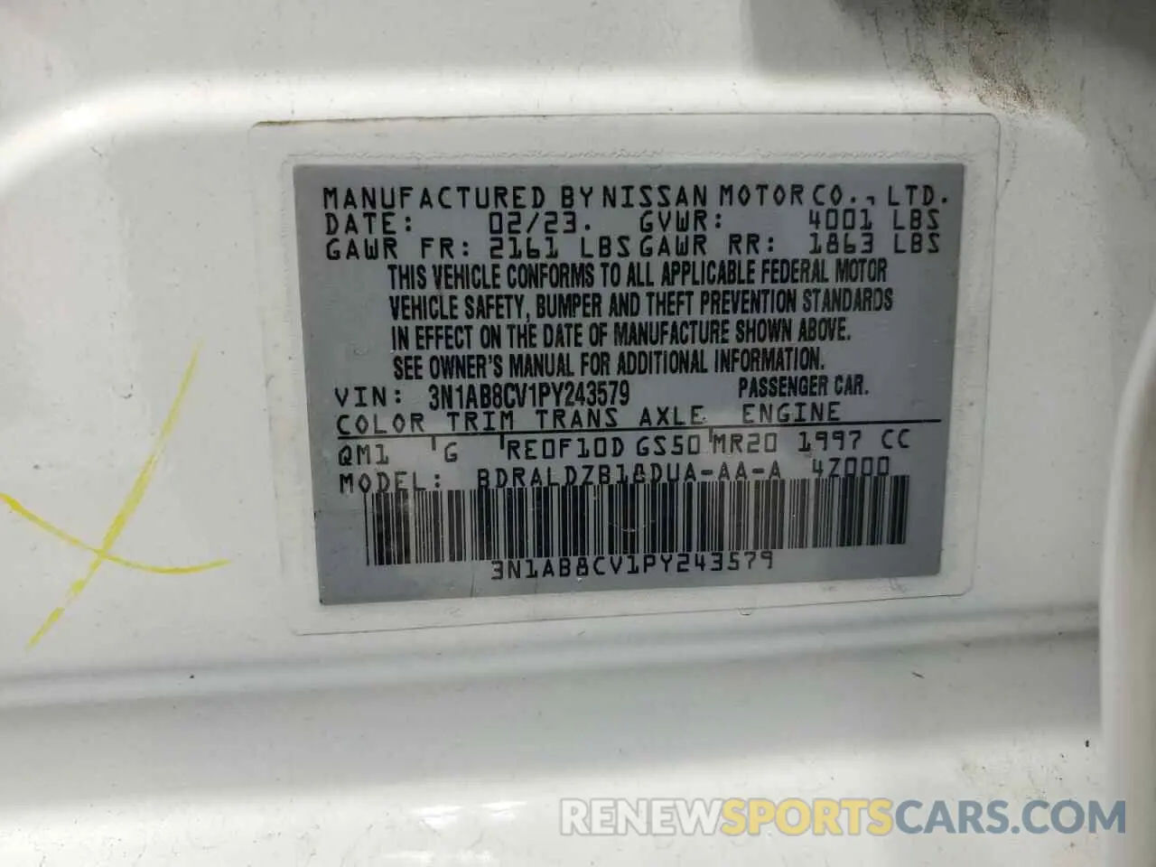 12 Фотография поврежденного автомобиля 3N1AB8CV1PY243579 NISSAN SENTRA 2023