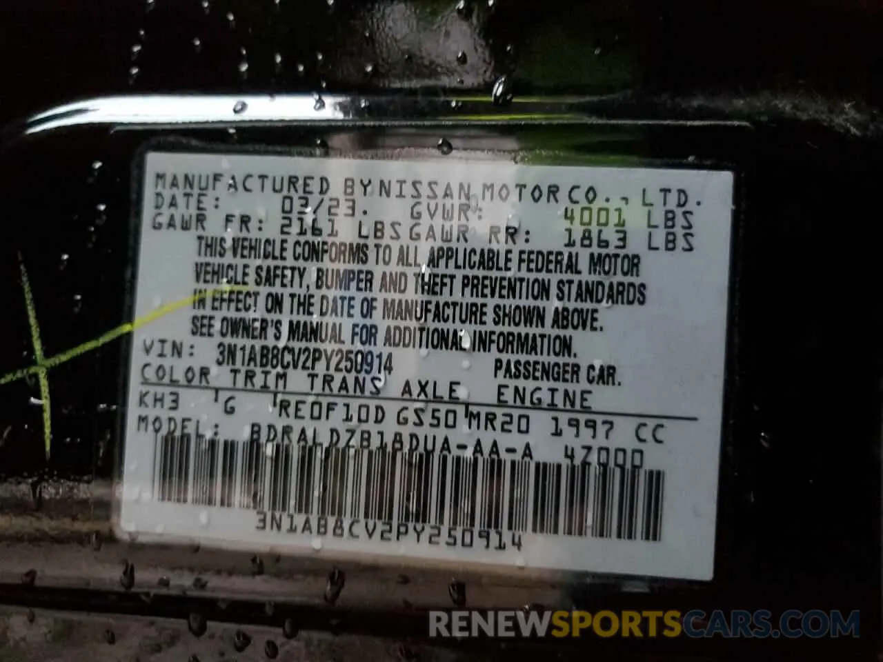 13 Photograph of a damaged car 3N1AB8CV2PY250914 NISSAN SENTRA 2023