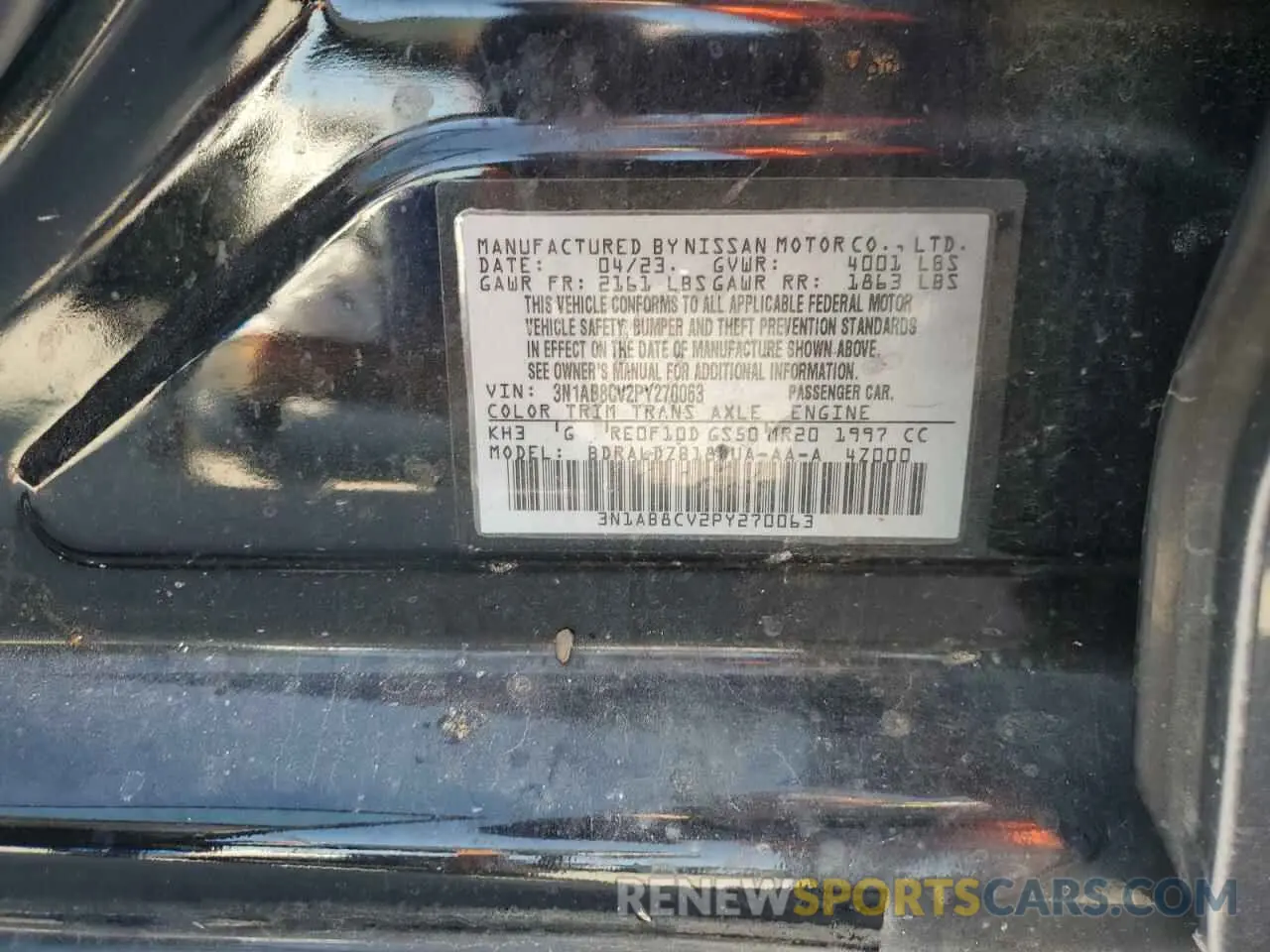 14 Фотография поврежденного автомобиля 3N1AB8CV2PY270063 NISSAN SENTRA 2023