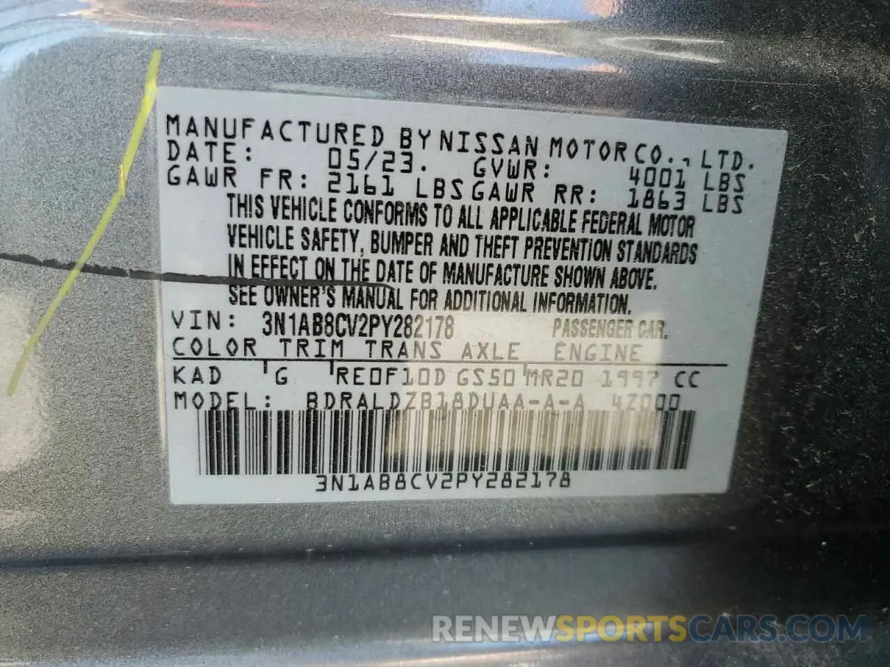 12 Фотография поврежденного автомобиля 3N1AB8CV2PY282178 NISSAN SENTRA 2023