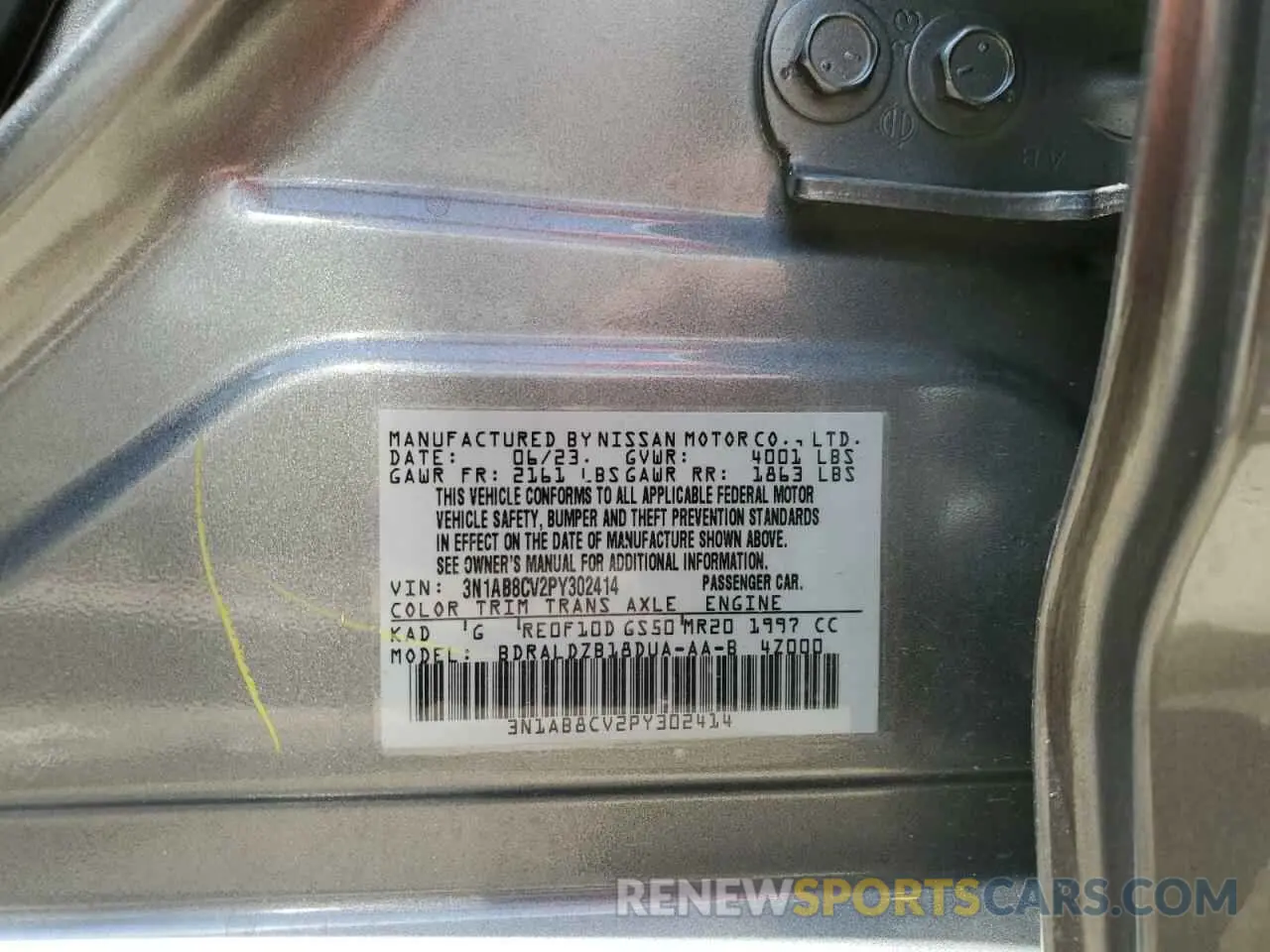 12 Photograph of a damaged car 3N1AB8CV2PY302414 NISSAN SENTRA 2023