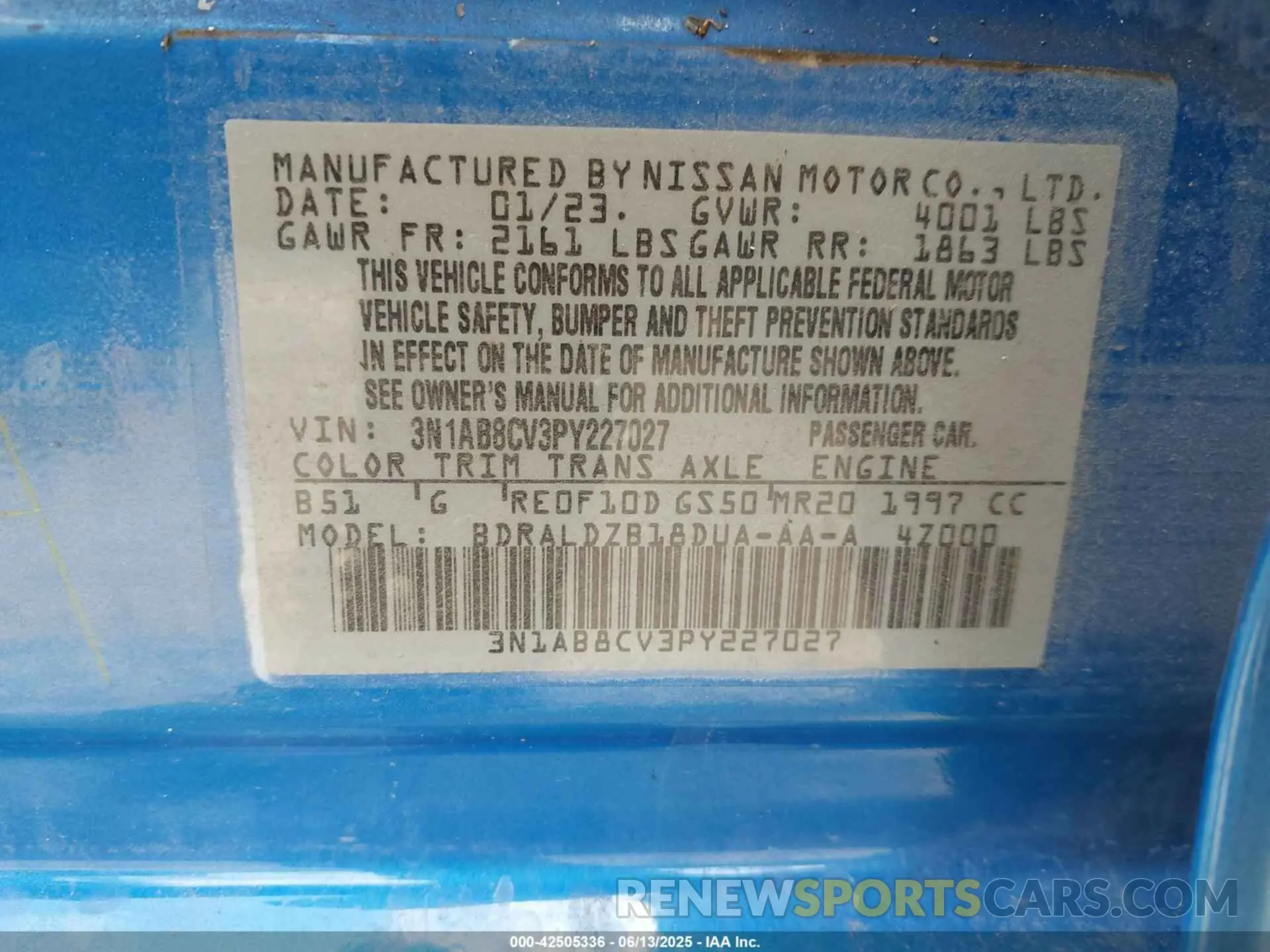 9 Фотография поврежденного автомобиля 3N1AB8CV3PY227027 NISSAN SENTRA 2023