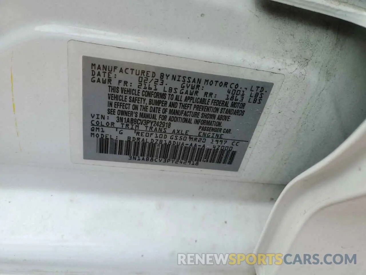 12 Photograph of a damaged car 3N1AB8CV3PY242918 NISSAN SENTRA 2023