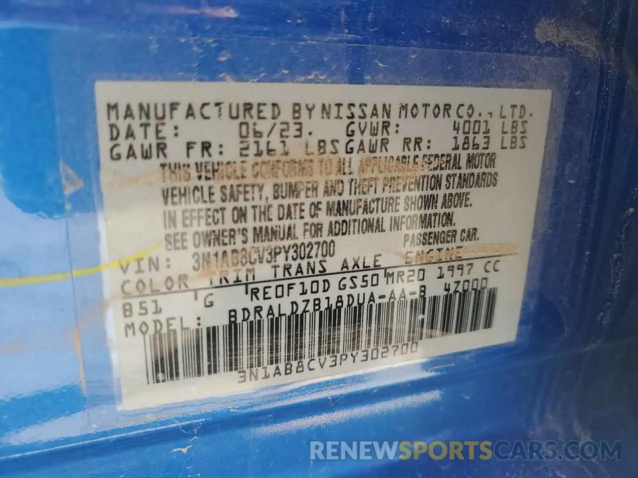 12 Photograph of a damaged car 3N1AB8CV3PY302700 NISSAN SENTRA 2023