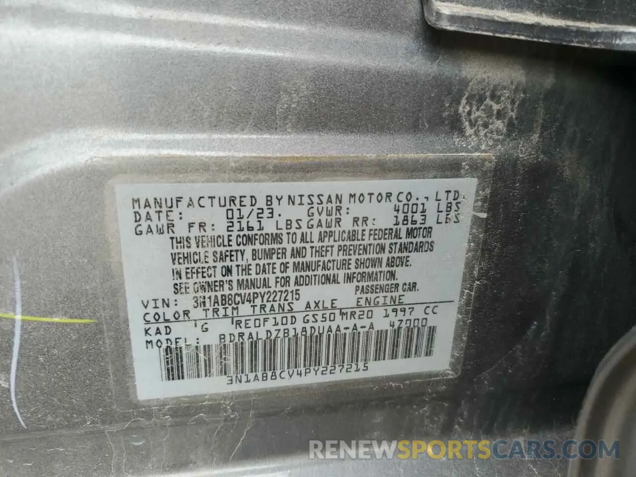 12 Фотография поврежденного автомобиля 3N1AB8CV4PY227215 NISSAN SENTRA 2023