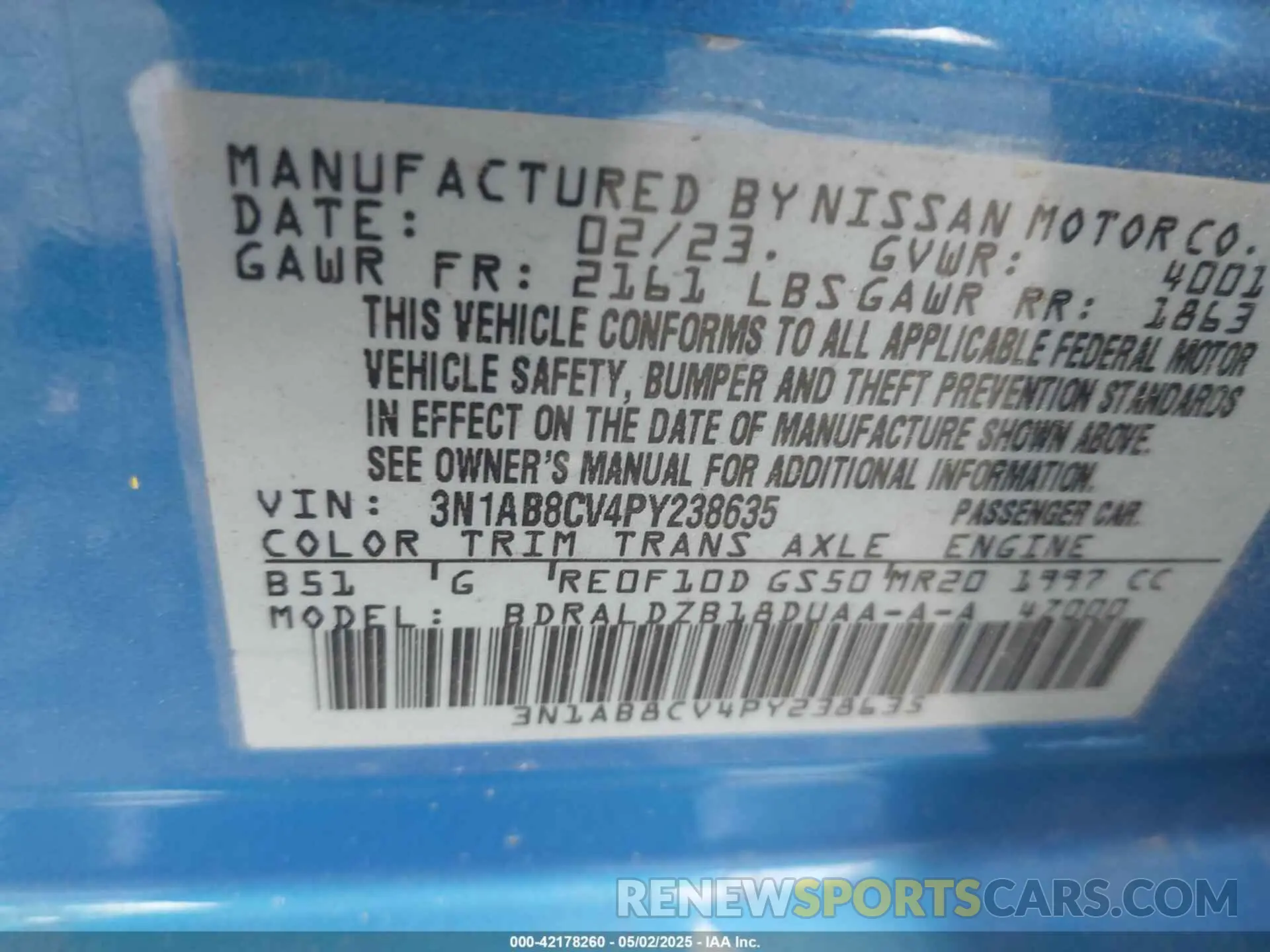 9 Photograph of a damaged car 3N1AB8CV4PY238635 NISSAN SENTRA 2023