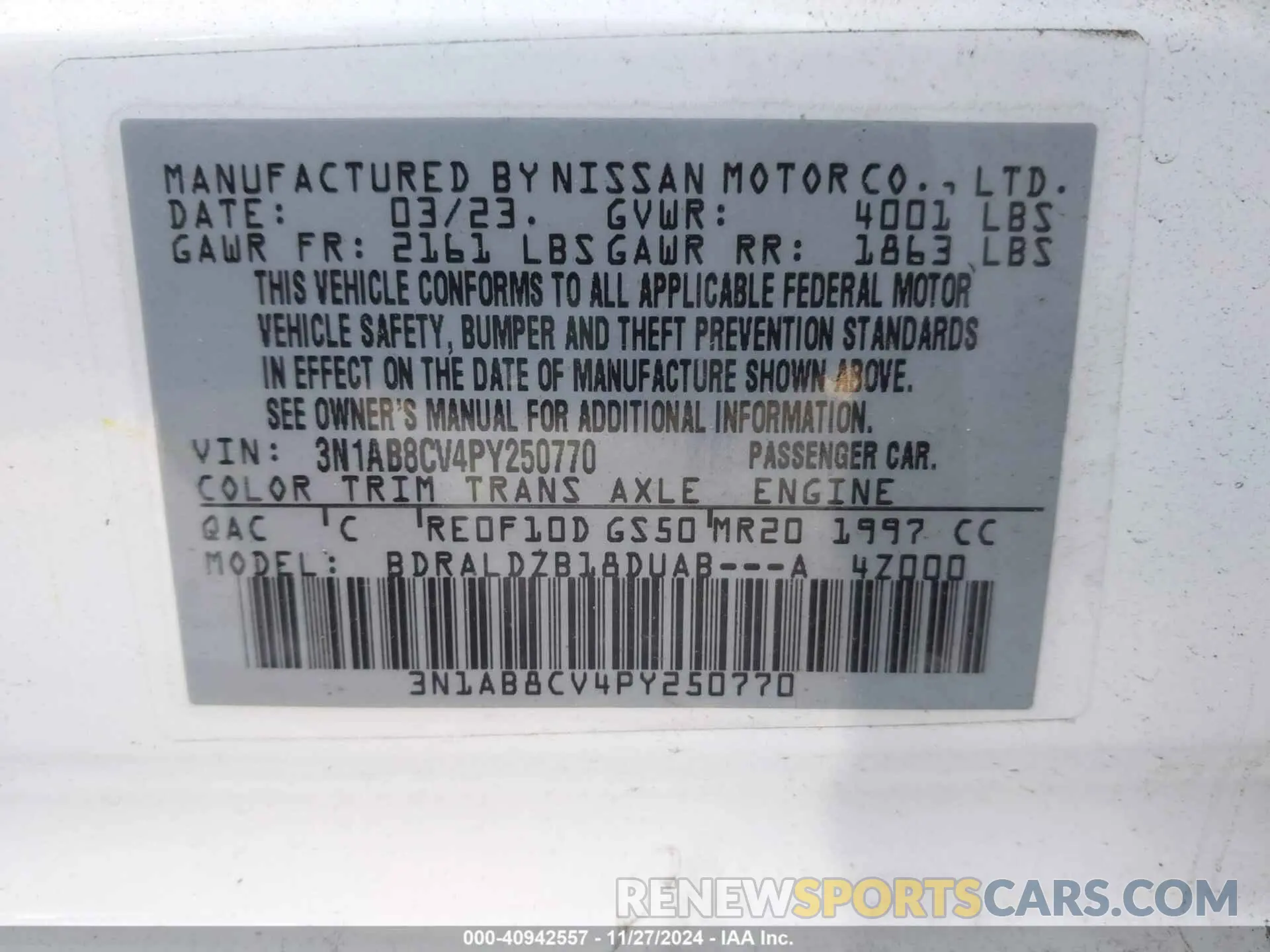9 Фотография поврежденного автомобиля 3N1AB8CV4PY250770 NISSAN SENTRA 2023