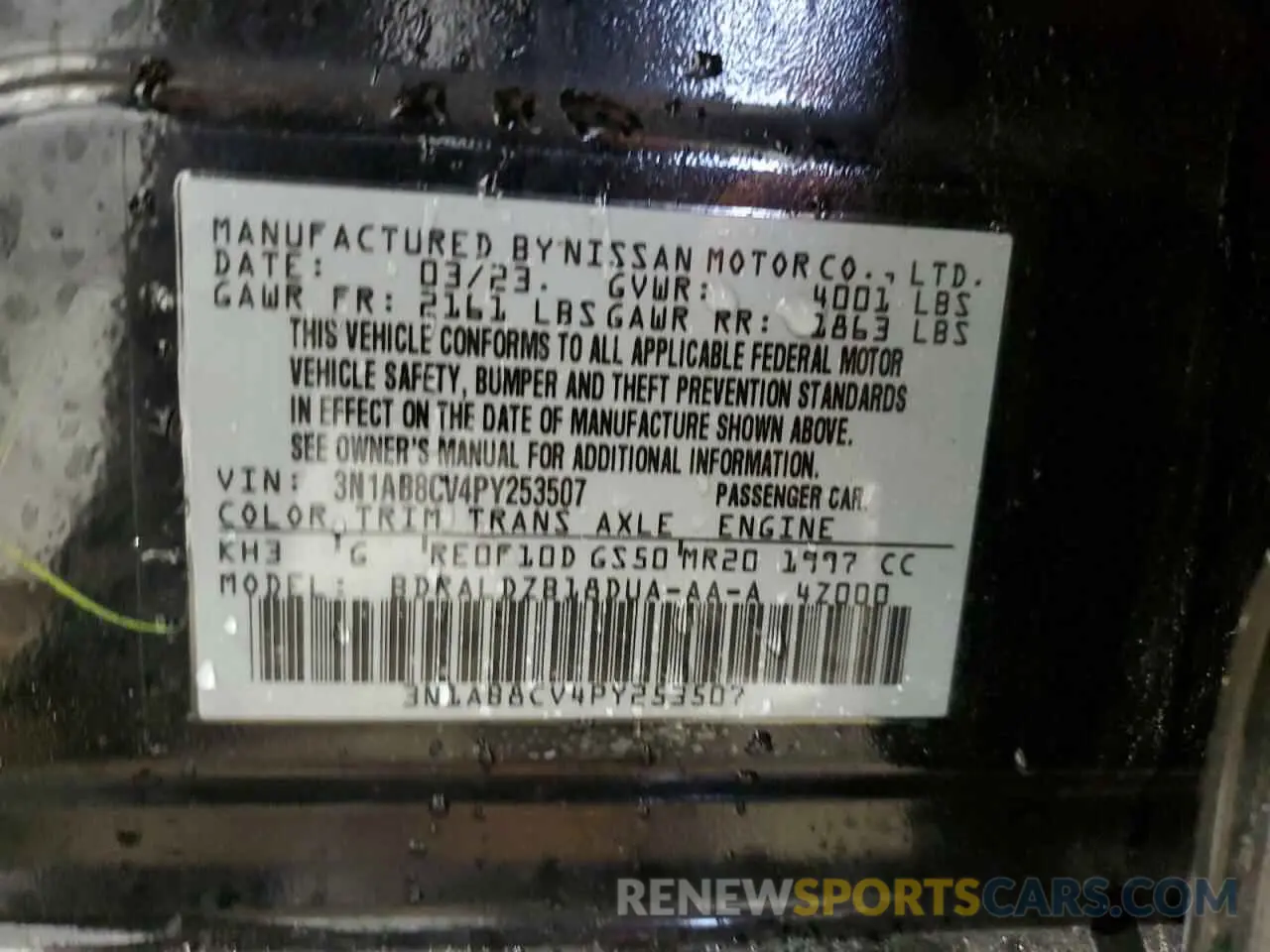 12 Photograph of a damaged car 3N1AB8CV4PY253507 NISSAN SENTRA 2023