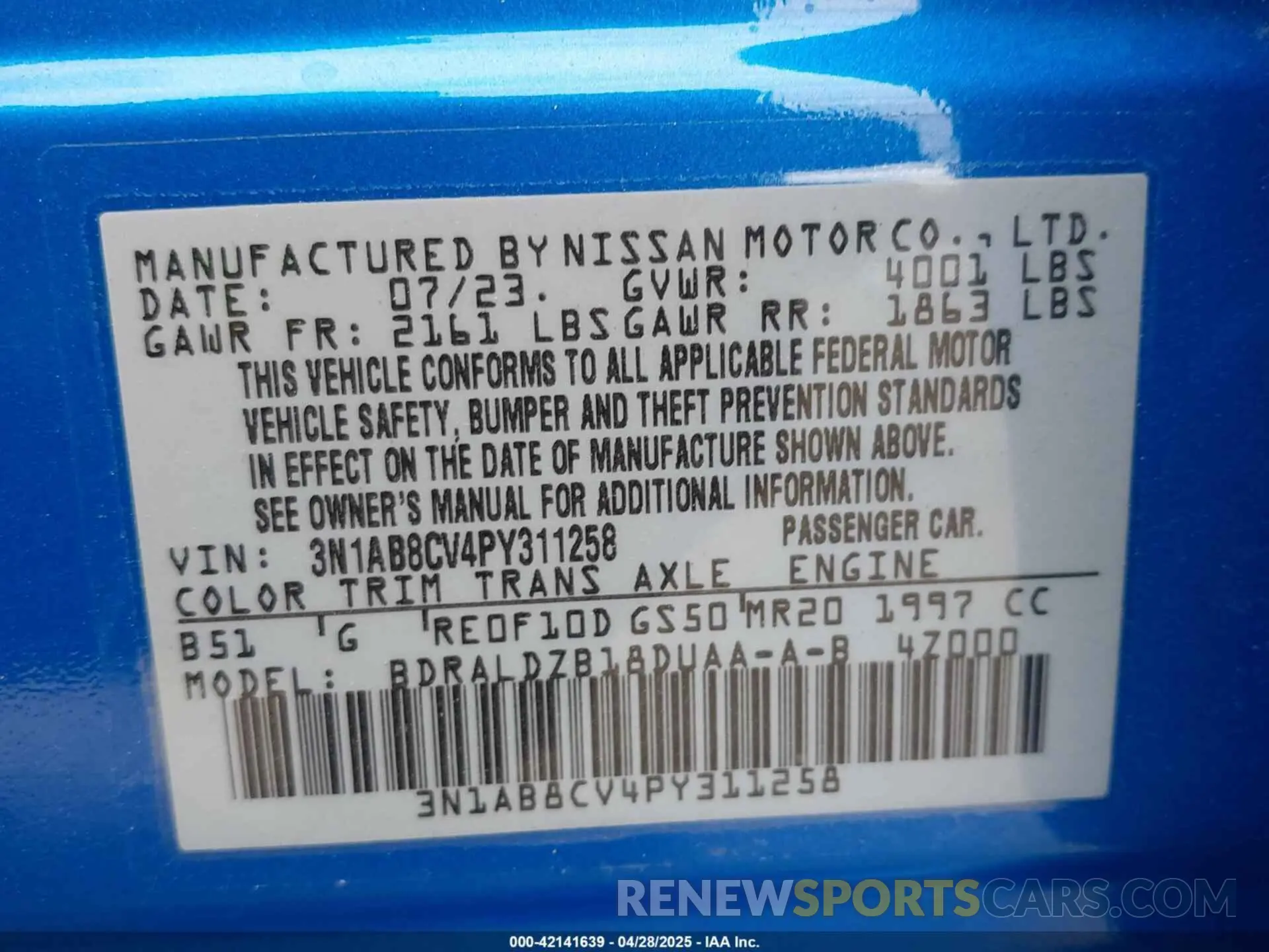 9 Photograph of a damaged car 3N1AB8CV4PY311258 NISSAN SENTRA 2023