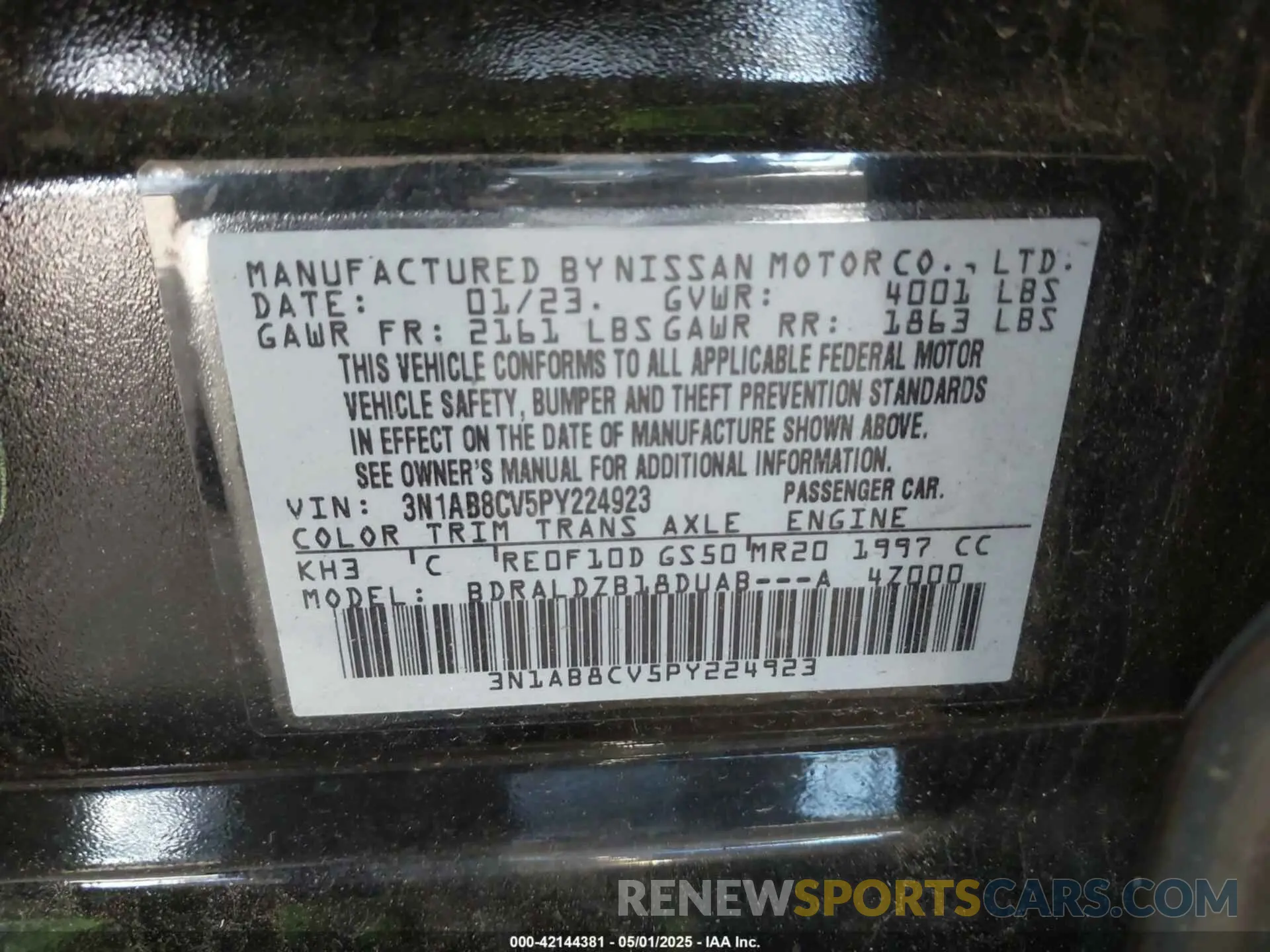9 Фотография поврежденного автомобиля 3N1AB8CV5PY224923 NISSAN SENTRA 2023
