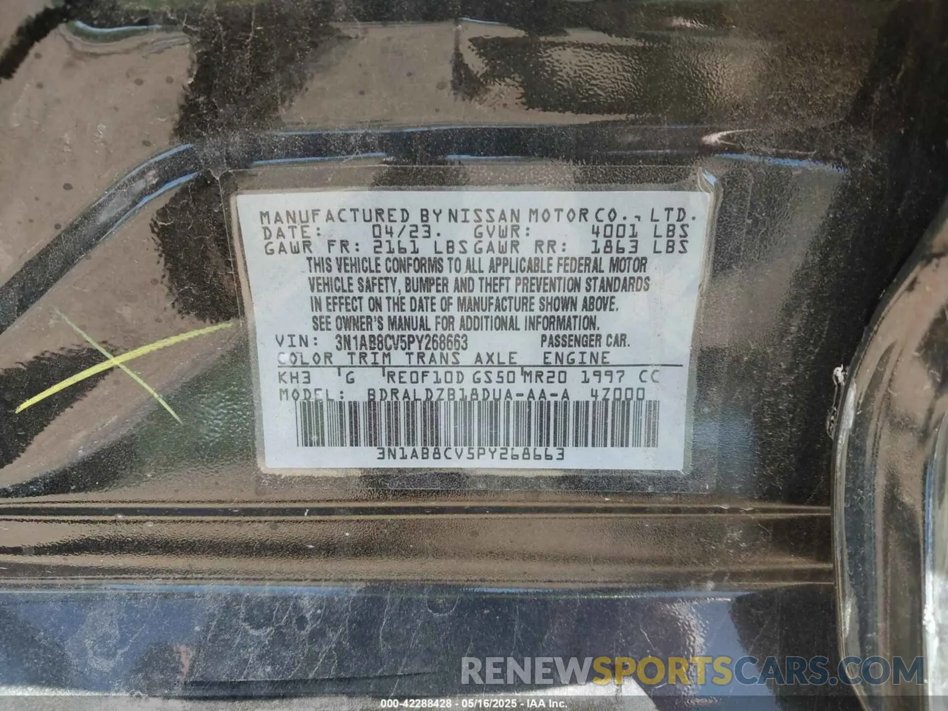 9 Photograph of a damaged car 3N1AB8CV5PY268663 NISSAN SENTRA 2023