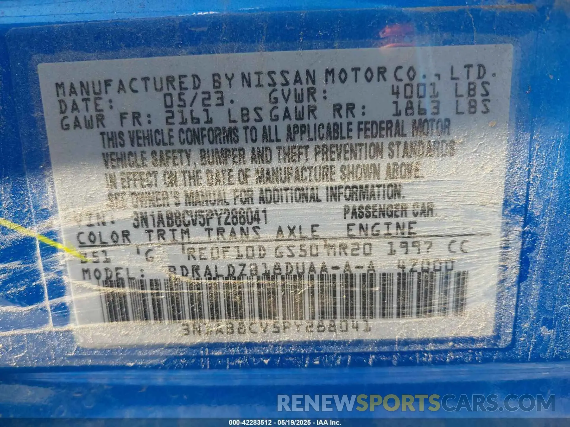 9 Photograph of a damaged car 3N1AB8CV5PY288041 NISSAN SENTRA 2023
