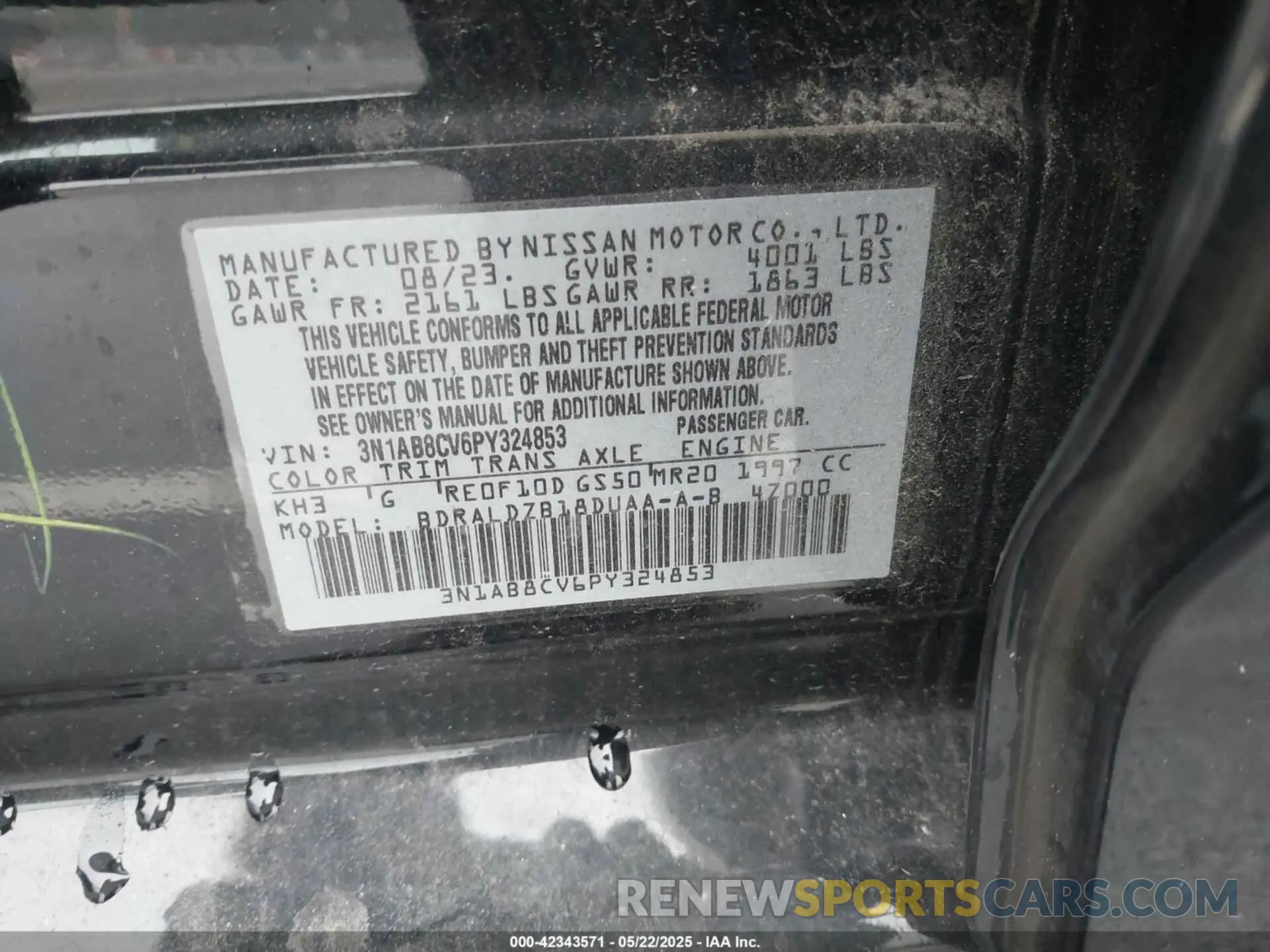 9 Фотография поврежденного автомобиля 3N1AB8CV6PY324853 NISSAN SENTRA 2023