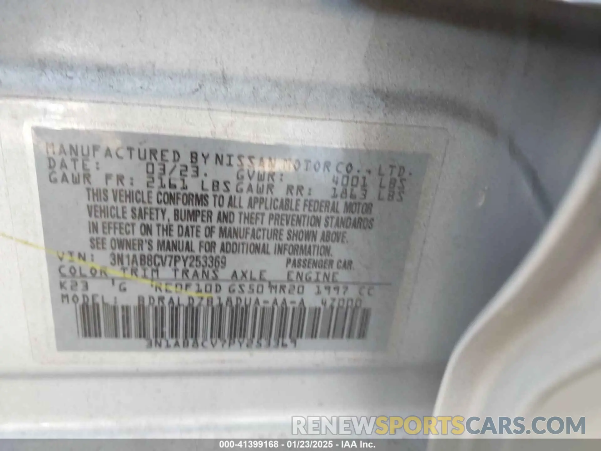 9 Photograph of a damaged car 3N1AB8CV7PY253369 NISSAN SENTRA 2023