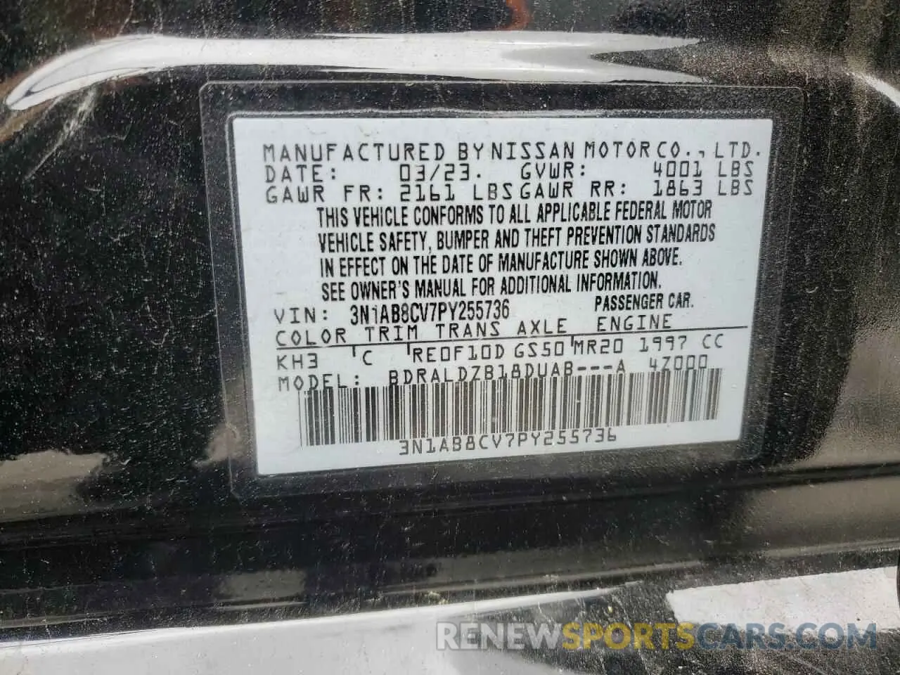 14 Фотография поврежденного автомобиля 3N1AB8CV7PY255736 NISSAN SENTRA 2023
