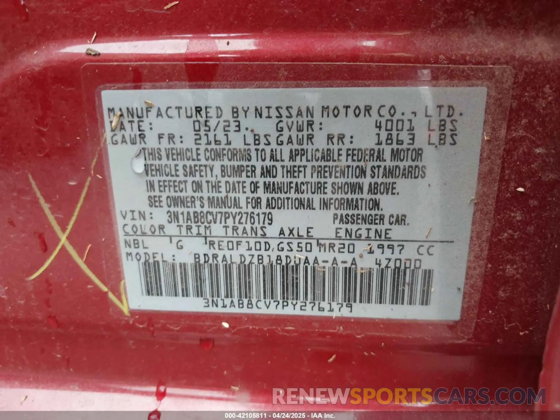 9 Photograph of a damaged car 3N1AB8CV7PY276179 NISSAN SENTRA 2023