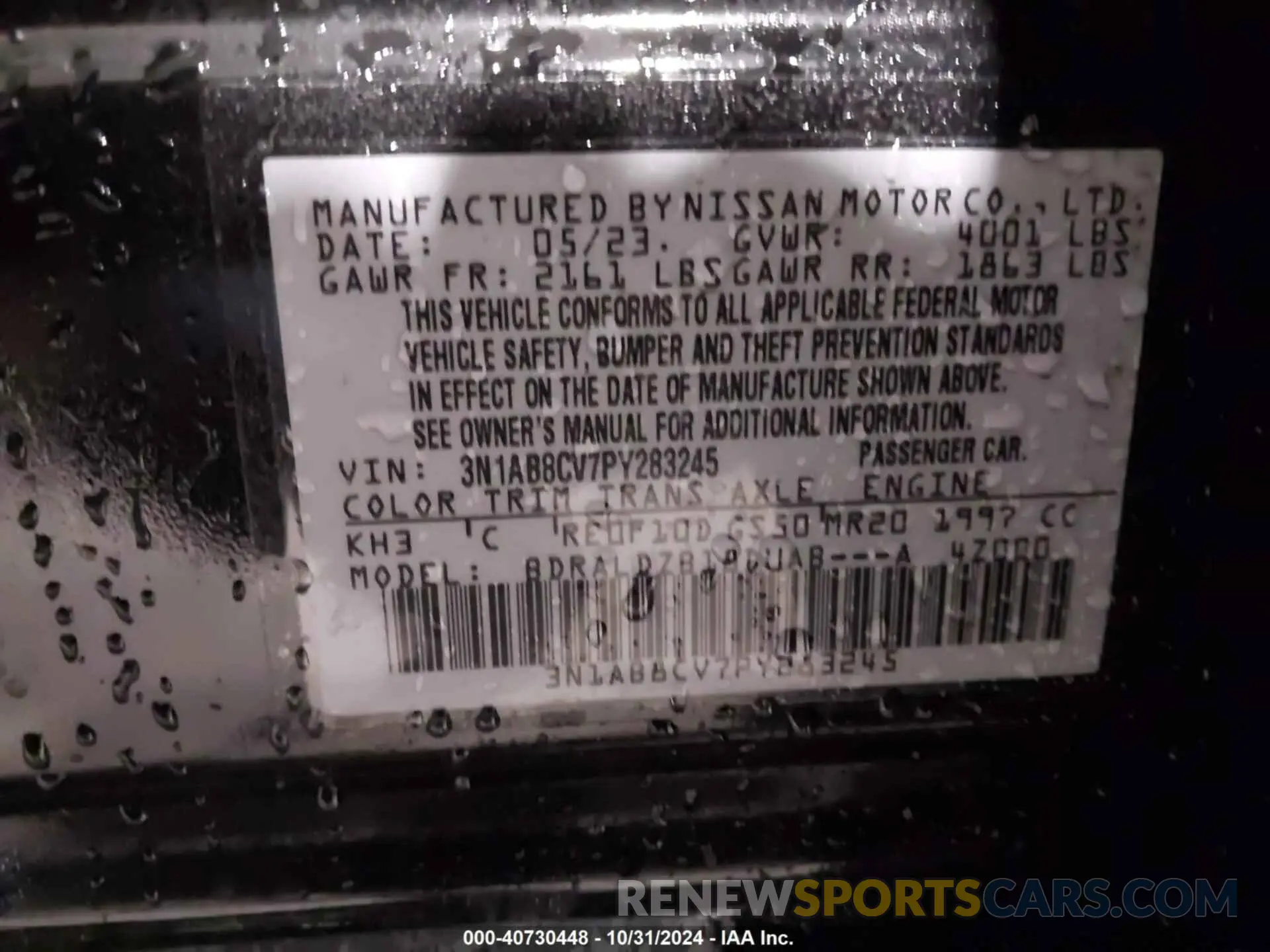 9 Photograph of a damaged car 3N1AB8CV7PY283245 NISSAN SENTRA 2023