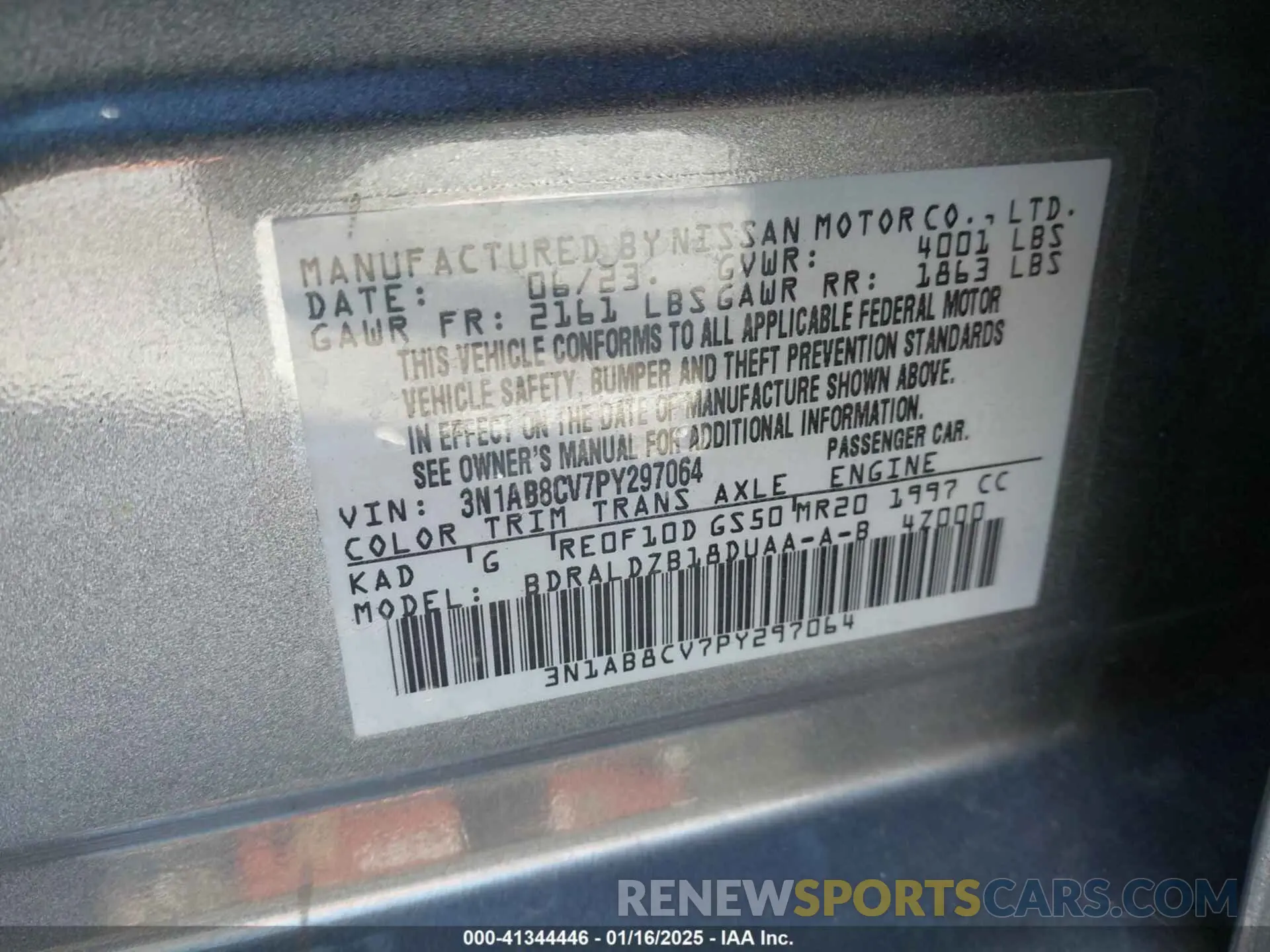 9 Фотография поврежденного автомобиля 3N1AB8CV7PY297064 NISSAN SENTRA 2023