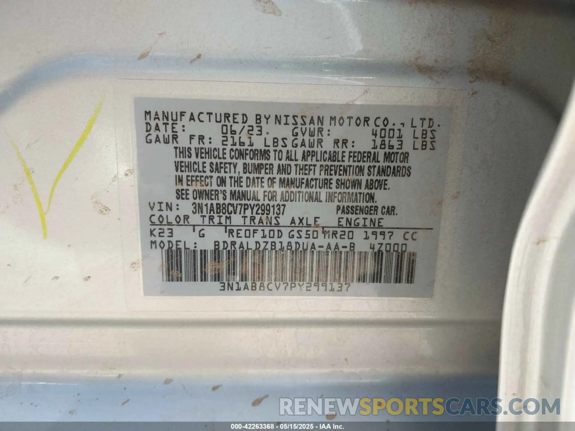 9 Photograph of a damaged car 3N1AB8CV7PY299137 NISSAN SENTRA 2023