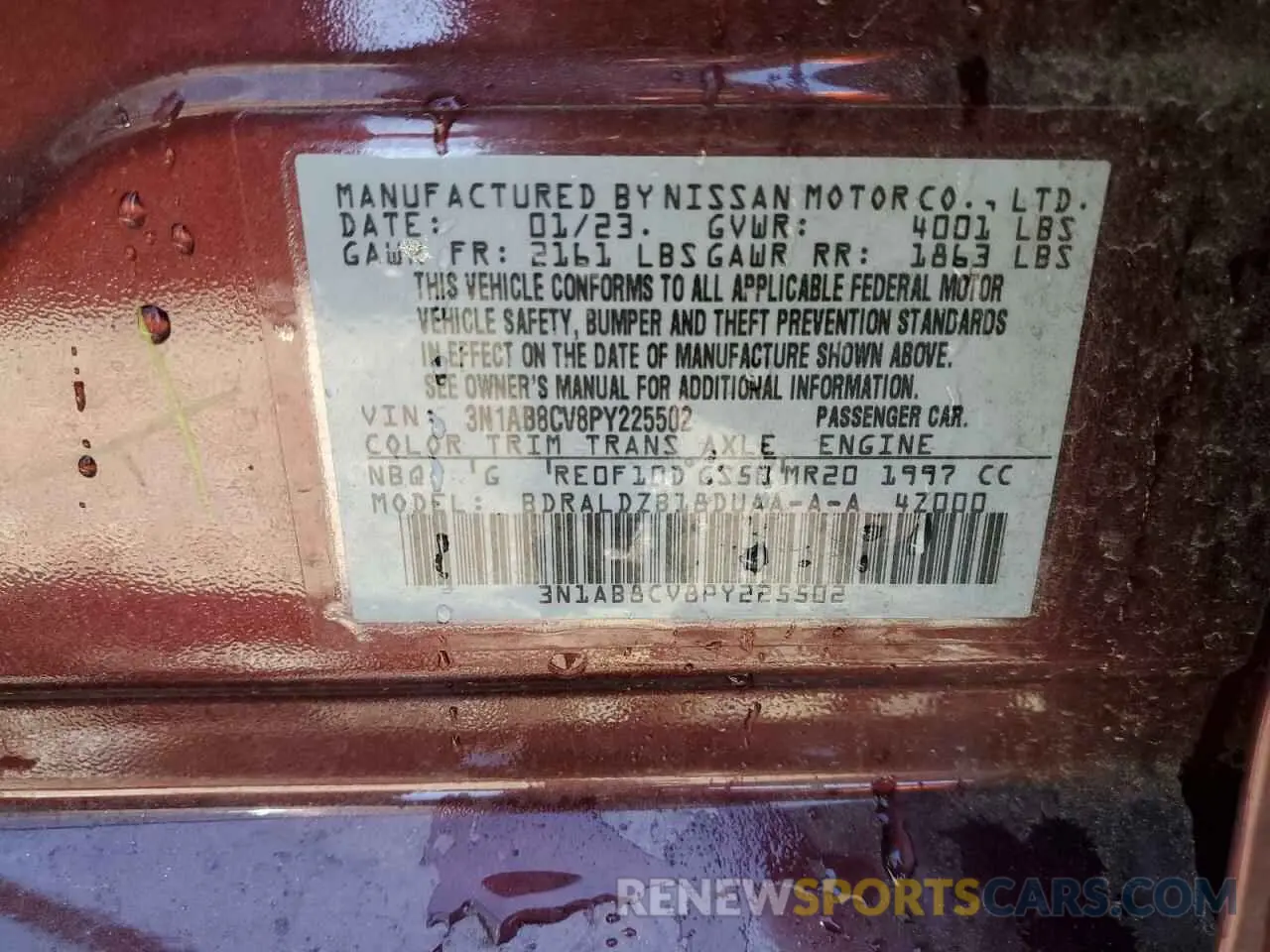 12 Фотография поврежденного автомобиля 3N1AB8CV8PY225502 NISSAN SENTRA 2023