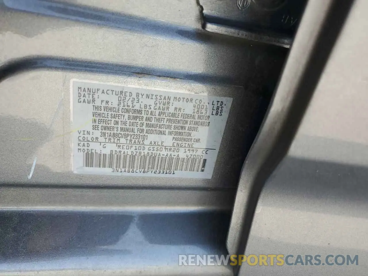 12 Photograph of a damaged car 3N1AB8CV8PY233101 NISSAN SENTRA 2023