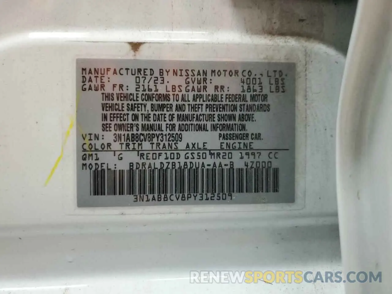 12 Photograph of a damaged car 3N1AB8CV8PY312509 NISSAN SENTRA 2023