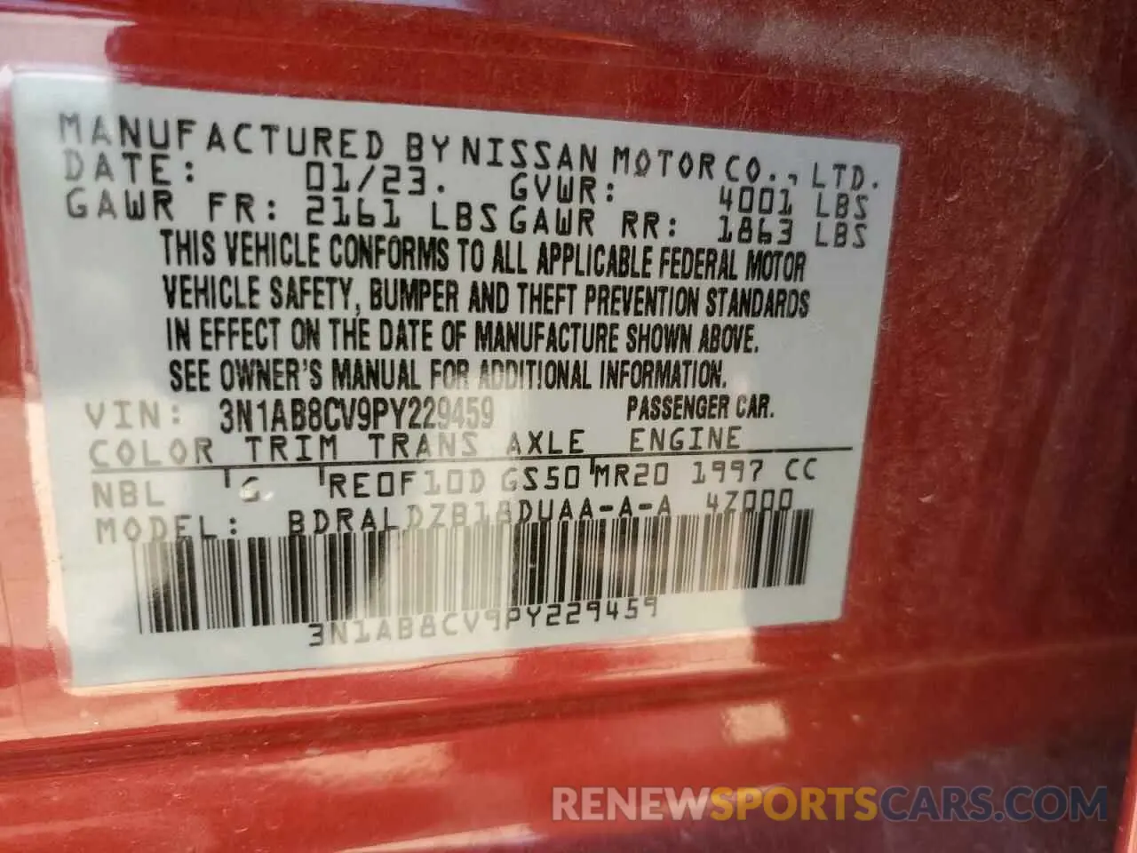 12 Фотография поврежденного автомобиля 3N1AB8CV9PY229459 NISSAN SENTRA 2023