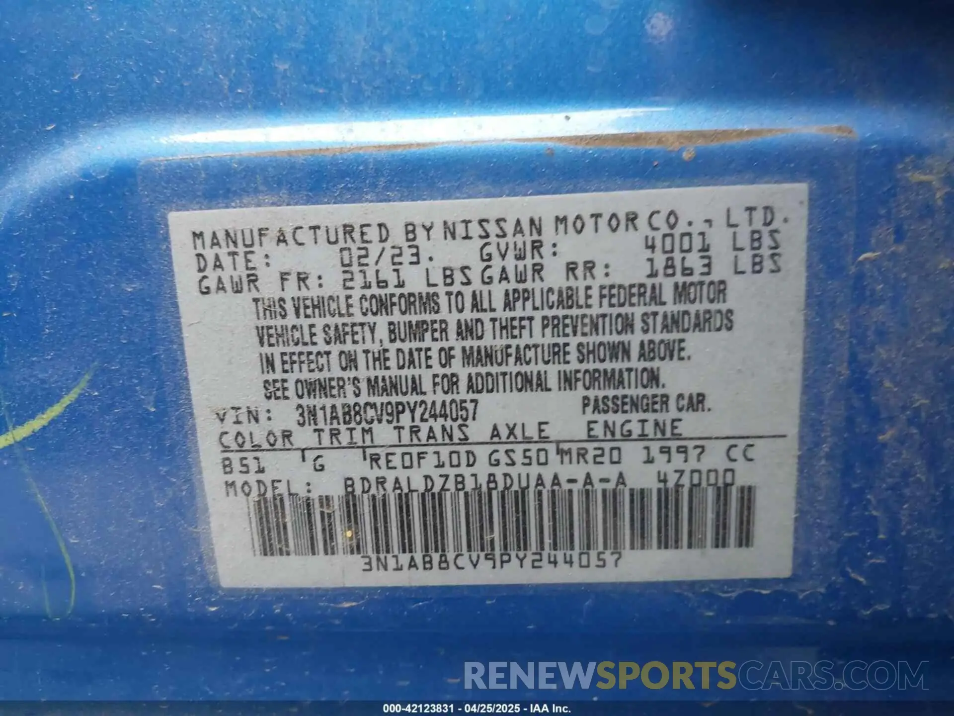 9 Фотография поврежденного автомобиля 3N1AB8CV9PY244057 NISSAN SENTRA 2023
