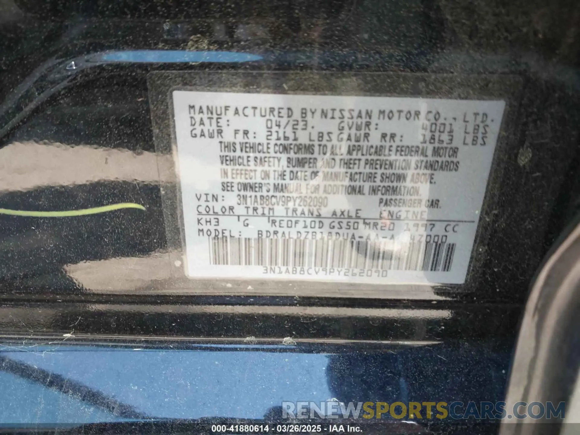 9 Photograph of a damaged car 3N1AB8CV9PY262090 NISSAN SENTRA 2023
