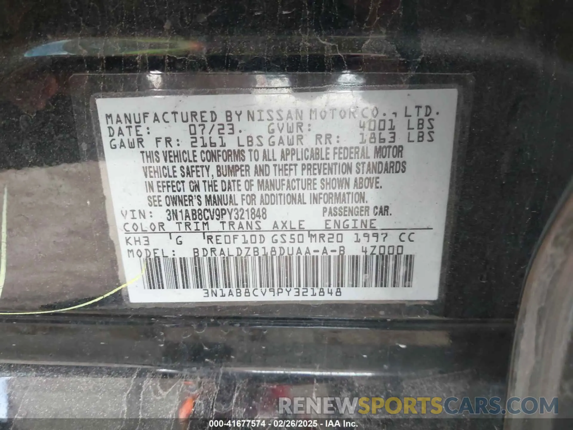 9 Фотография поврежденного автомобиля 3N1AB8CV9PY321848 NISSAN SENTRA 2023