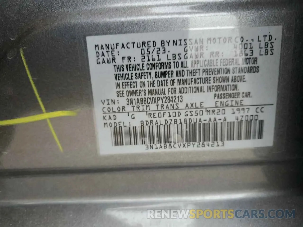 12 Photograph of a damaged car 3N1AB8CVXPY284213 NISSAN SENTRA 2023