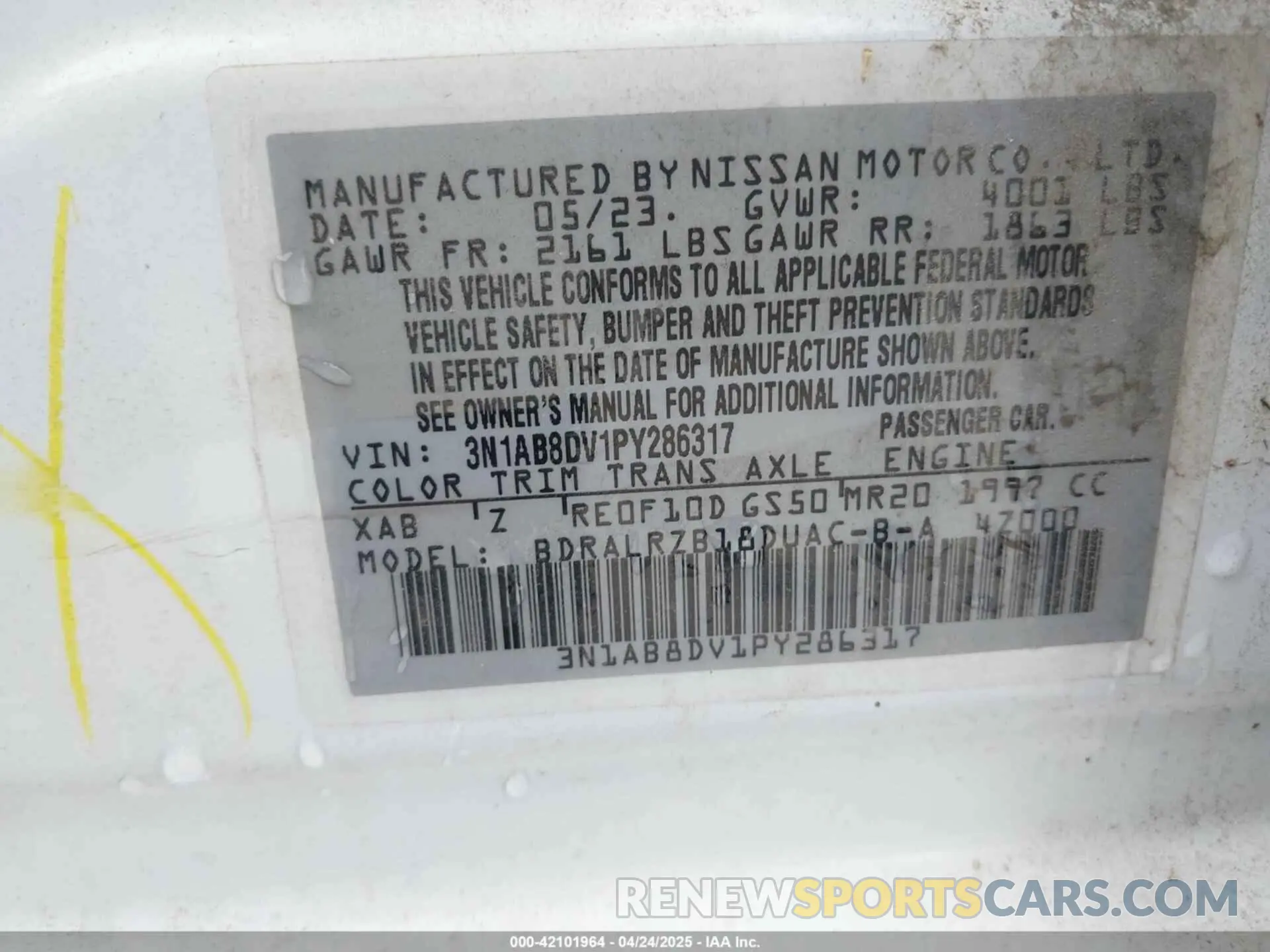 9 Фотография поврежденного автомобиля 3N1AB8DV1PY286317 NISSAN SENTRA 2023