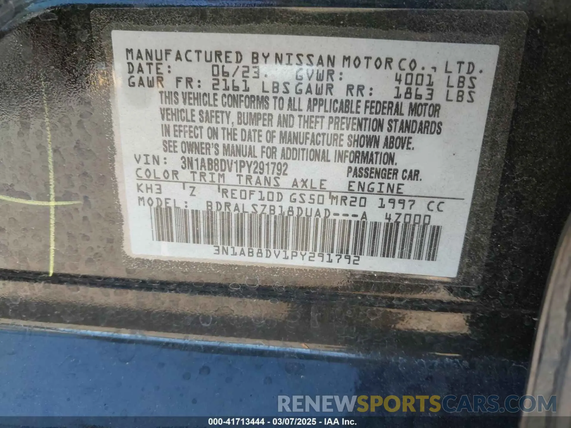 9 Photograph of a damaged car 3N1AB8DV1PY291792 NISSAN SENTRA 2023
