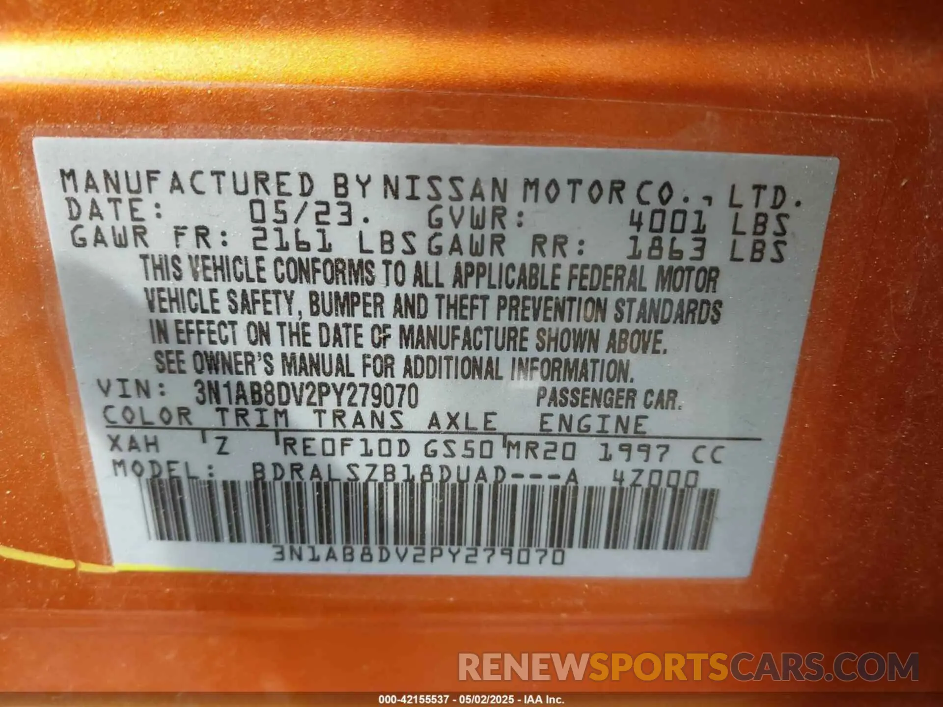 9 Фотография поврежденного автомобиля 3N1AB8DV2PY279070 NISSAN SENTRA 2023