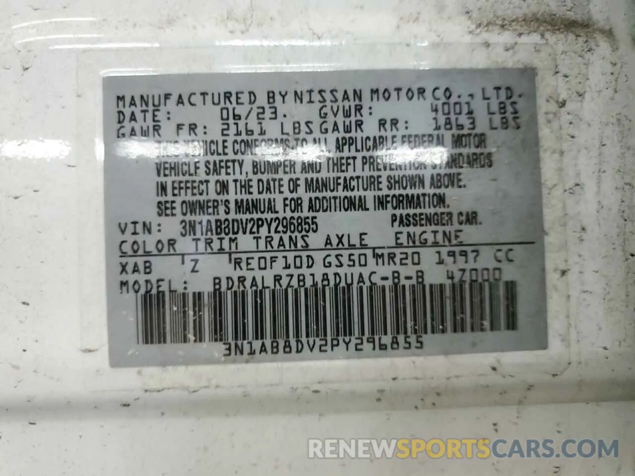 14 Фотография поврежденного автомобиля 3N1AB8DV2PY296855 NISSAN SENTRA 2023