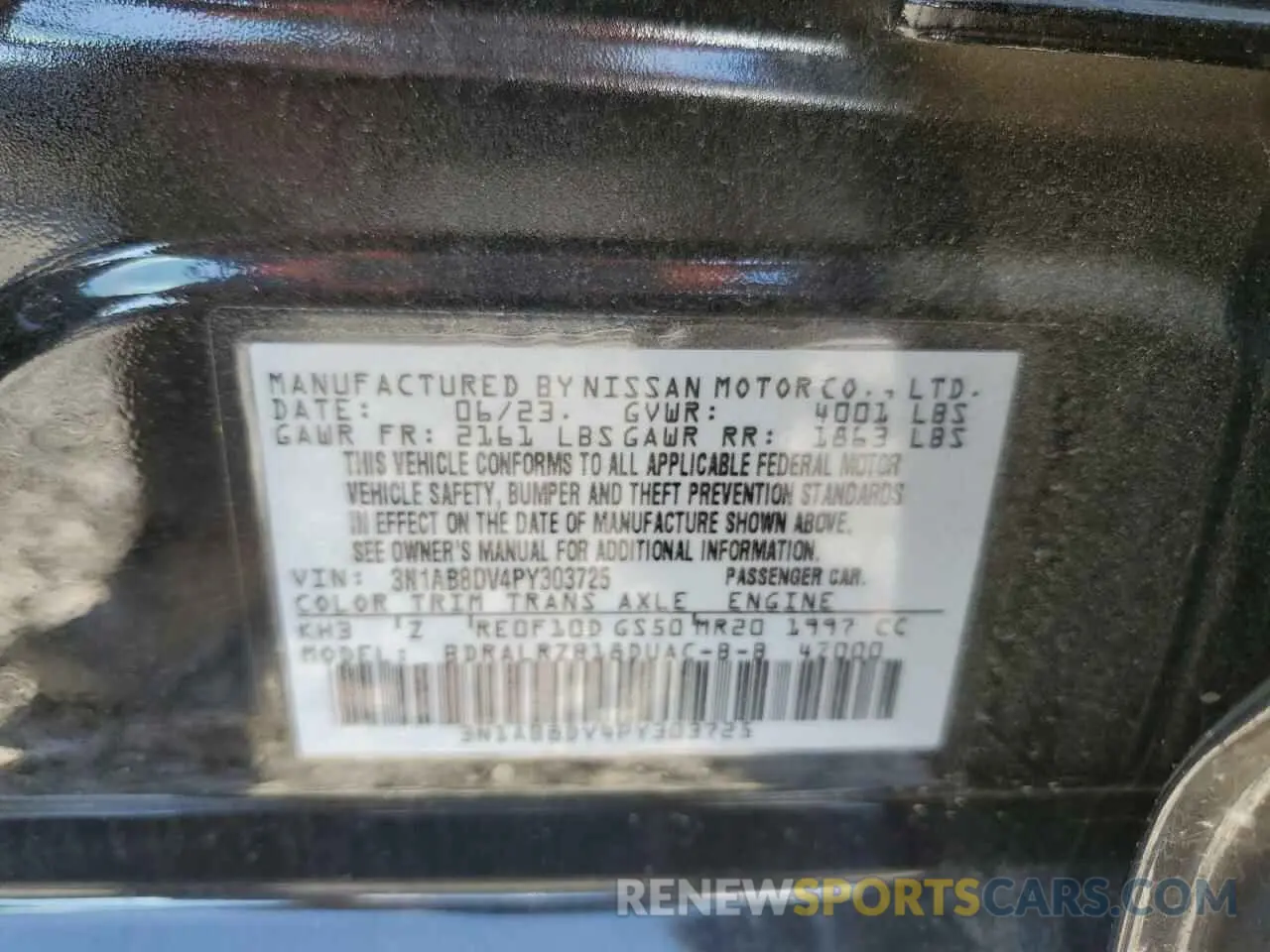 12 Photograph of a damaged car 3N1AB8DV4PY303725 NISSAN SENTRA 2023